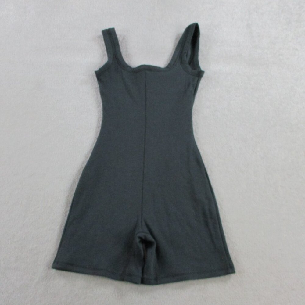 SKIMS Cotton Rib Onesie Womens XS Soot Black Strap Short Mid Thigh Bodysuit NWT - Picture 3 of 9